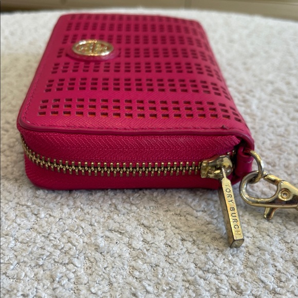 Tory Burch Pink & Orange Perforated Wristlet